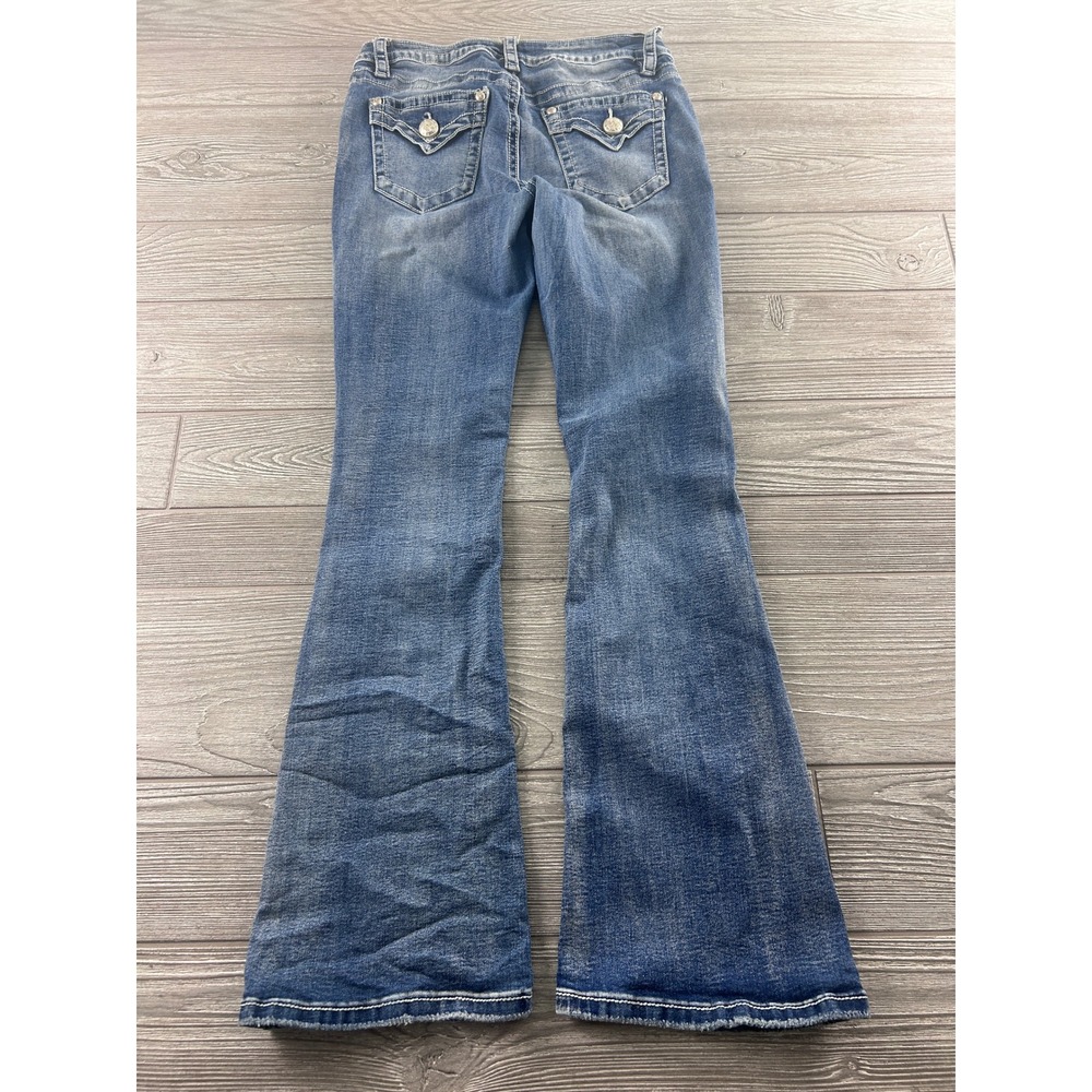 Fire & Rain Denim Flare Jeans Blue Medium Wash Y2K Flap Pocket Size 13 RN159852